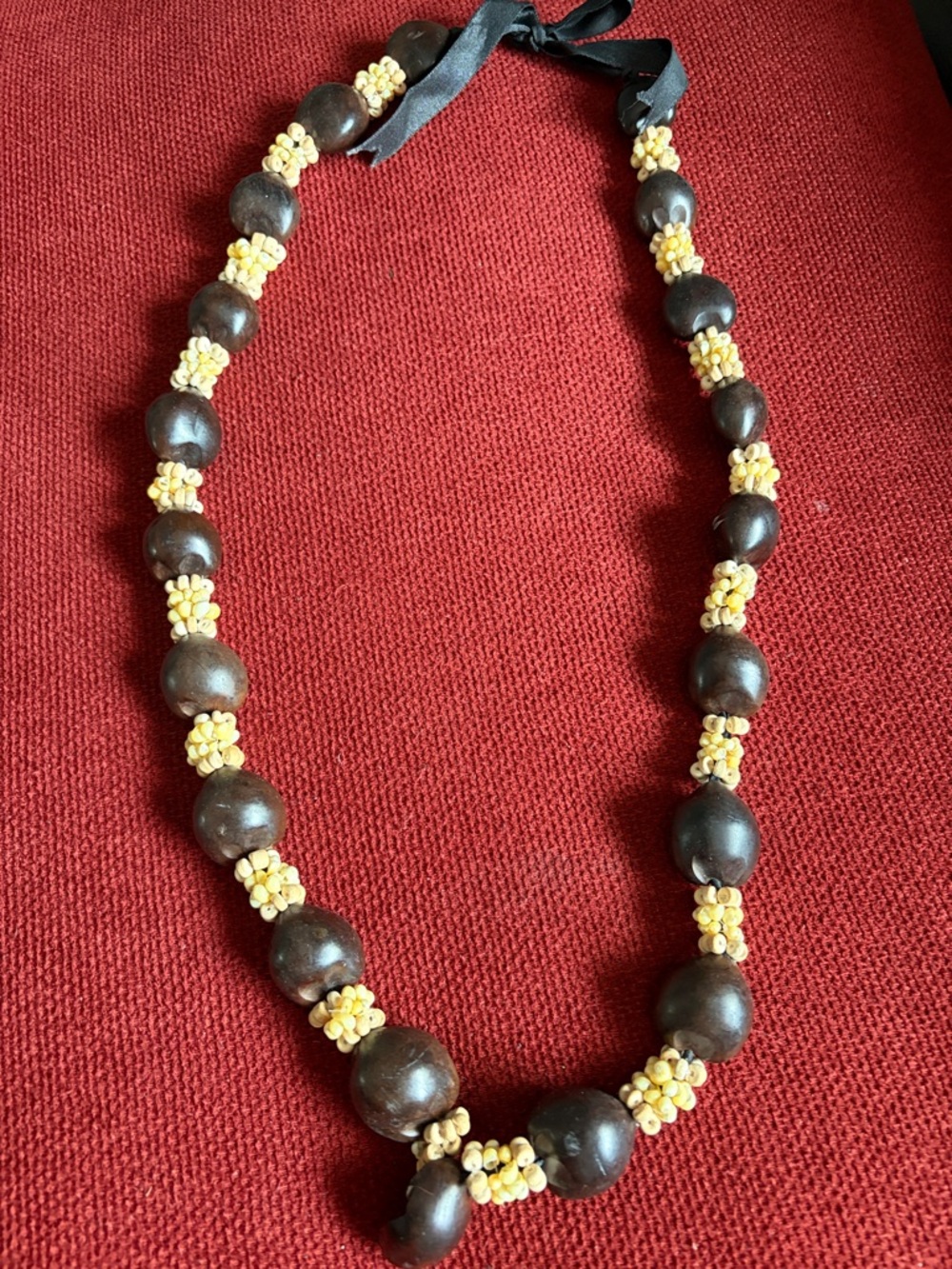 Handcrafted Kukui Nut and cream colored beads Necklace